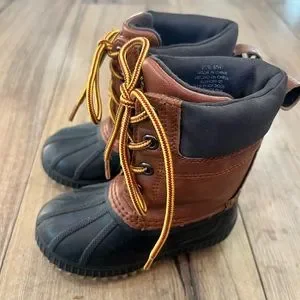 Baby Gap Size 5/6 Duck Boots Black Brown Cognac Thinsulate Snow Winter Boot